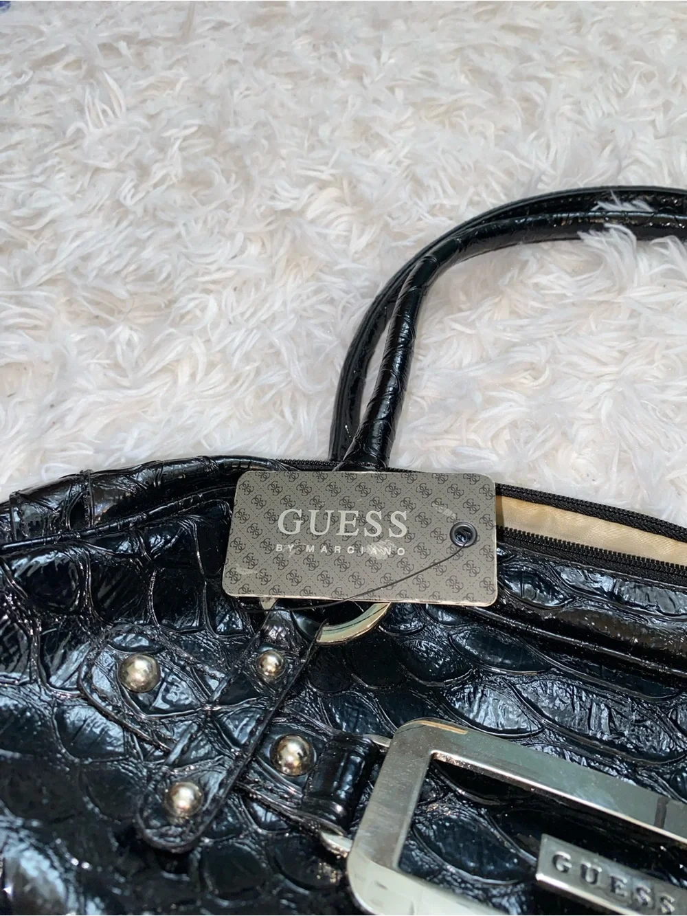 Guess vintage y2k patent leather croc embossed shoulder bag McBling NWT
